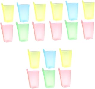TOYANDONA 18 Peças Copos Infantis Em Cores Doces Copos Transparentes Para Beber Copos Infantis Com Tampa Copos De Água De Plástico Copos De Palha Para Crianças Copos De Bebidas