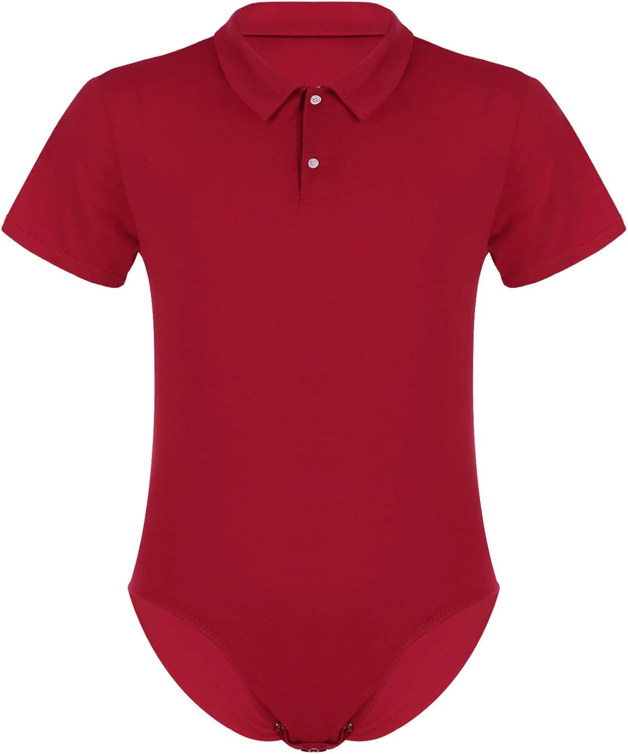 Men's Body Suit Turn Down Collar One Piece Bodysuit Button Crotch Leotard Short Sleeve Jumpsuit