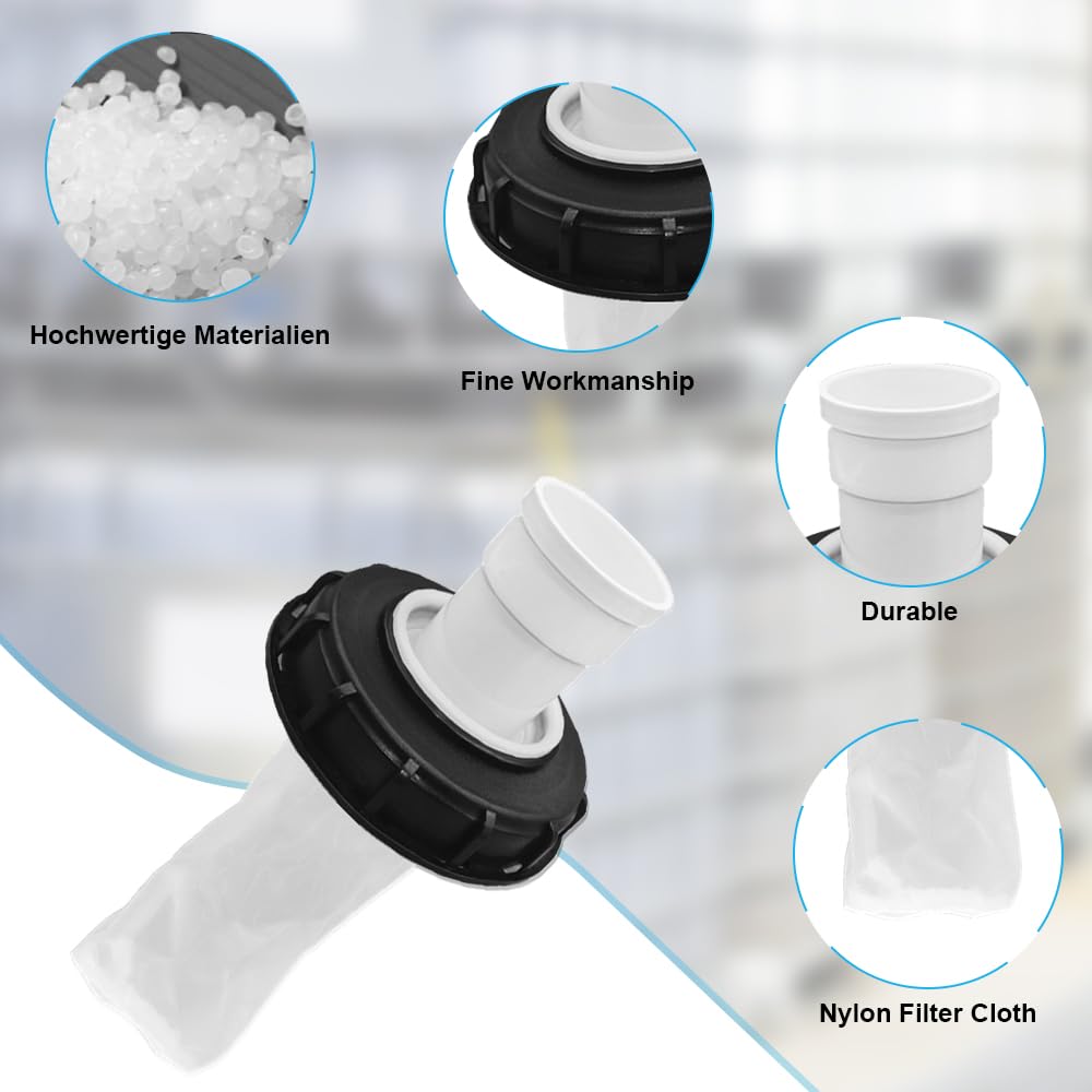 Coperchio IBC Con Filtro Lavabile Da 163 Mm E Raccordo A Gomito DN75 180° – Accessorio Per Serbatoio Acqua Piovana Con Filtro In Nylon Riutilizzabile - 6