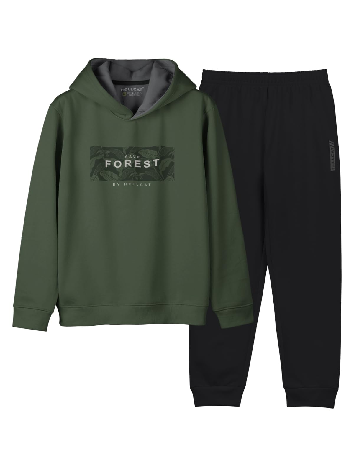 HELLCAT Printed Cotton Blend Full sleeve Hoodie T-shirt Jogger Trackpant Clothing Set for Boys