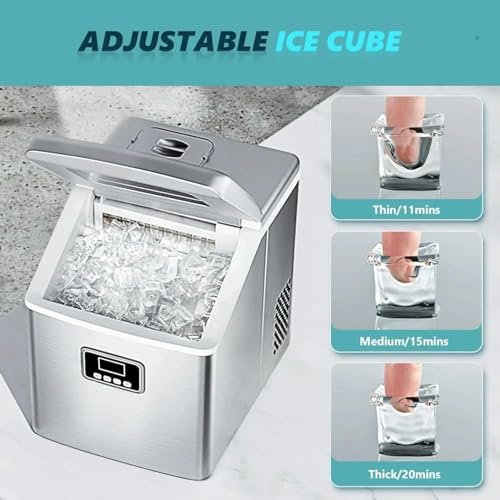 Máquina fabricadora de hielo de mostrador, 40 lb/24 h, portátil y compacta con auto-limpieza, cuchara y canasta para hielo miniatura 2