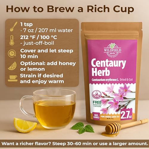 Image of 3 oz. Dried Centaury Herb Tea (Centaurium Erythraea L.) - 75g Centaurium Erythraea Herbal Tea Centauria Comun