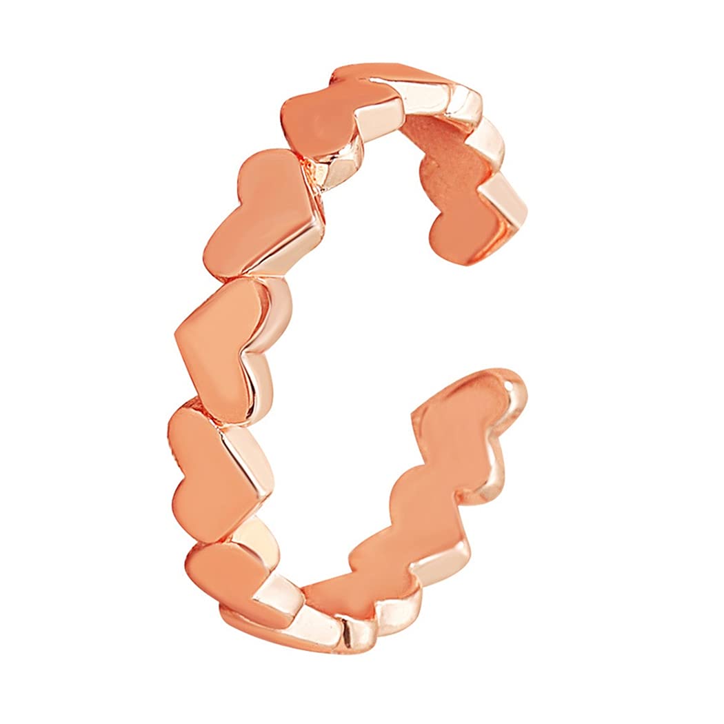 Open Ring Heart Decorative Retro Copper Adjustable Vintage Joint Ring for Women Girls Daily Woman Ladies Dating Color - Rose Gold | Size - Adjustable Size-image-39