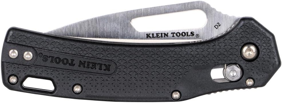 Klein Tools OGK001BKT KTO Resurgence Pocket Knife, D2 Tool Steel Tanto Point Blade, Black Handle, Utility Knife for Hunting, Hiking