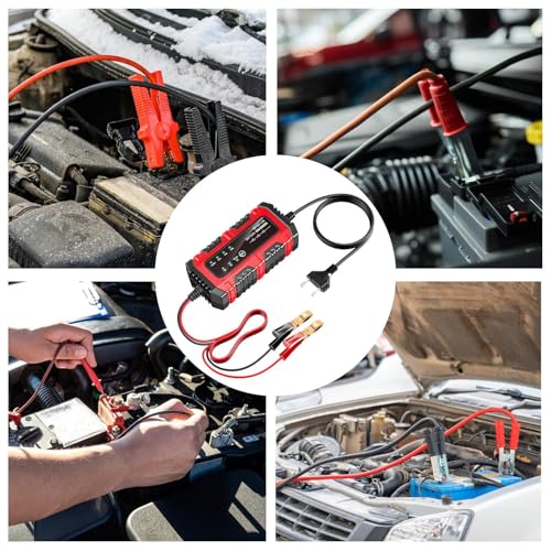 Yonuaret Mantenedor de Batería Cargador de - Cargador Lento de Batería 1.5A 6V/12V para s - Automático Inteligente De Carga Y Mantenimiento | para Coche Moto Camión - imagen 4
