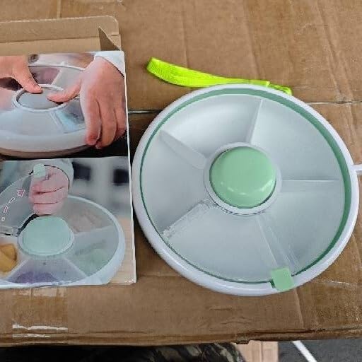 XZIHDS with lid, Home Portable Children's Snack Rotating Fruit Tray Snack Box, Sealed Dry Fruit Tray Storage Box with lid, Moisture-Proof(Green)