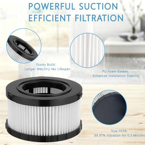 Image of DC5151H Replacement HEPA Filter | Compatible with DEWALT DC5151H DC515 DCV517 Wet Dry Vacuum