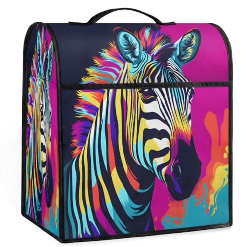 Coffee Maker Cover Colorful Animal Zebra Kitchen Appliance Covers Small Appliance Covers Blender Cover Juicer Cover Dust Covers for Kitchen Appliances with Top Handle and Pockets,Washable,C196