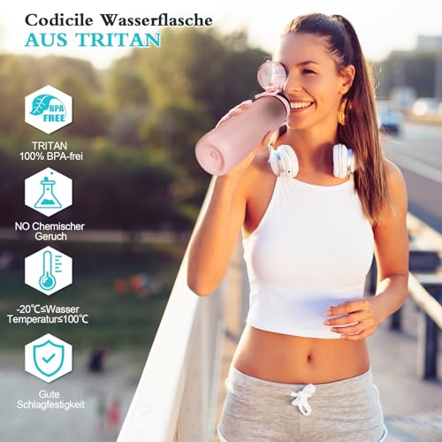 CodiCile Trinkflasche 1L, Wasserflasche 1L BPA-Frei, Auslaufsichere 1 Liter Trinkflasche, Tritan Sportflasche mit Filter für Fitness… – Ansicht 2