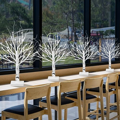 BDUSXYZ 4pcs 36LED Lighted Birch Tree Home Decor -...