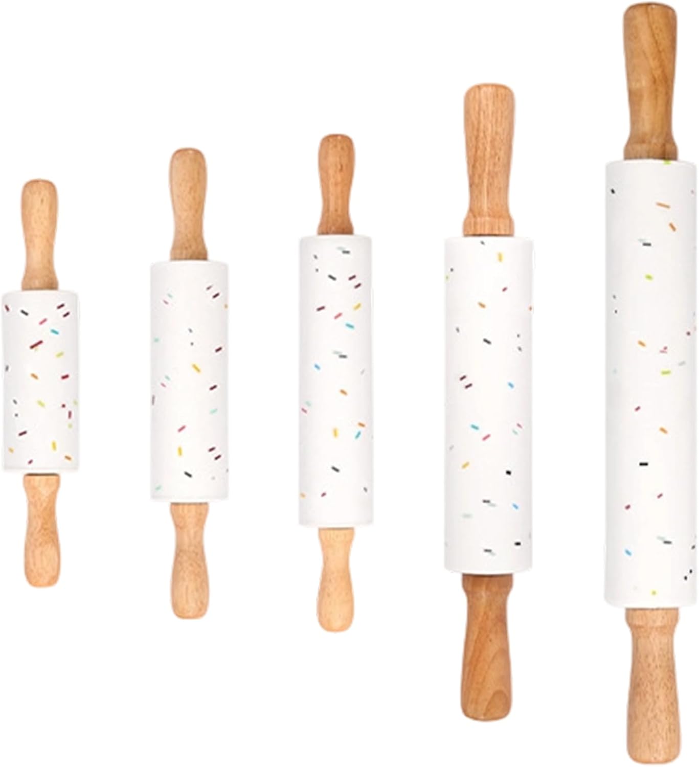 5 Piece Colorful Dots Kitchen Tool Silicone Rolling Pin Nonstick Surfaces Pastries Dough Roller for Daily Cooking Needs Kitchen Rolling Pin