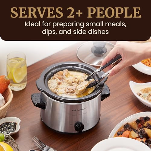 image for Elite Gourmet MST-250XS Electric Slow Cooker Ceramic Pot, Adjustable T