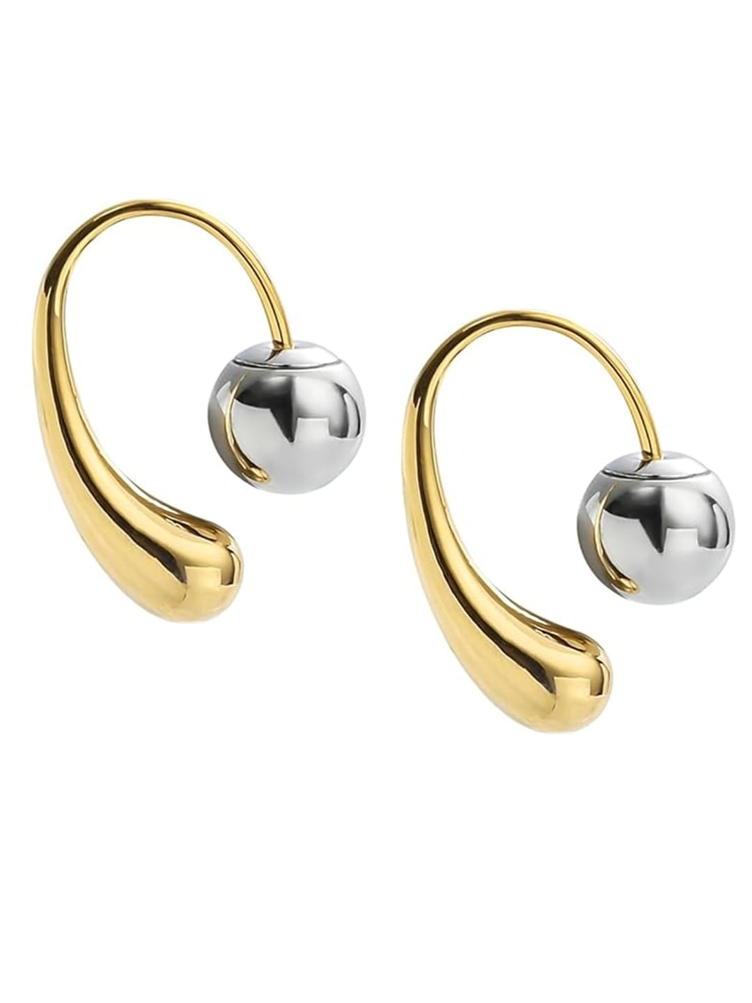 fabula Jewellery Gold & Silver Dual Tone Stud Earrings - Floral Design - For Women & Girls Stylish Latest (MUE534_Z2)- For Women & Girls Stylish Latest-picture-2