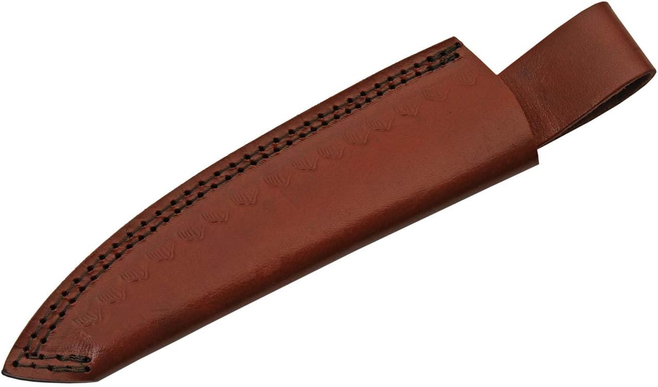 SANZ Damascus Hunting Knife 10.5 Inch - Chef Style Knife with Wood Handle, Full Tang Blade & Sheath - Pocket Knife for Hunting, Camping & Outdoor uses - Knives for Men