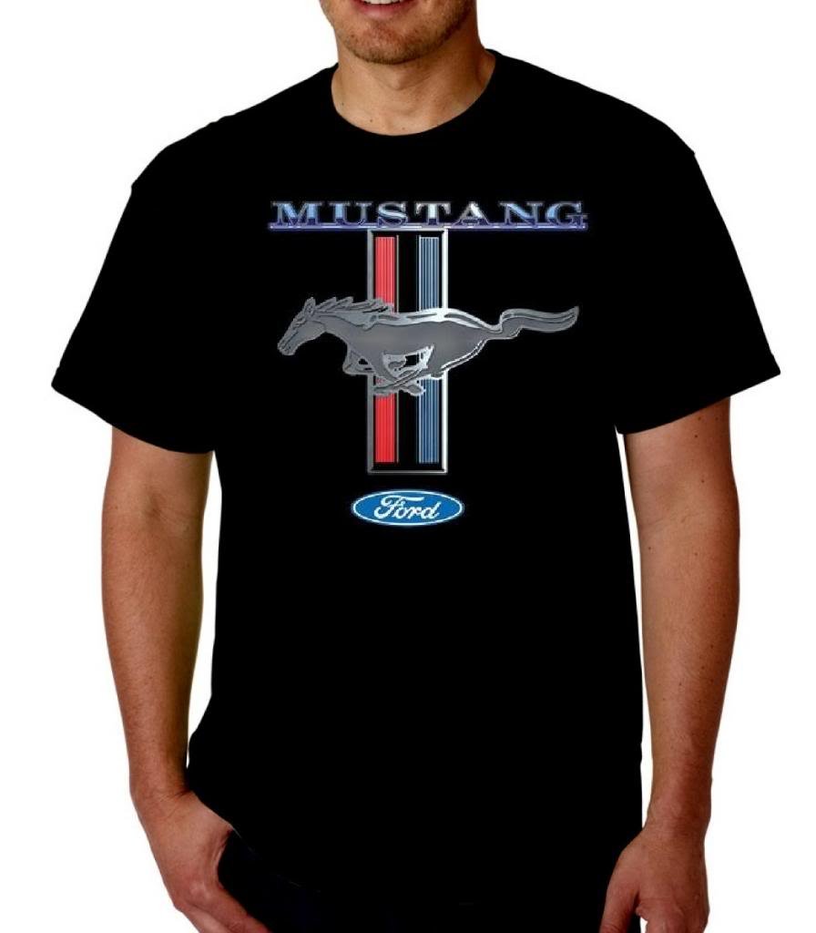 Officially Licensed Ford Mustang Logo T-Shirt Ford Mustang Pony Stripes Car Tee