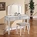 Tangkula Mirrored Makeup Table Desk Vanity for Women with 2 Drawers Home Office Smooth Silver Finish Vanity Dressing Table for Women Large Storage Drawers Writing Desk Modern Media Console Table