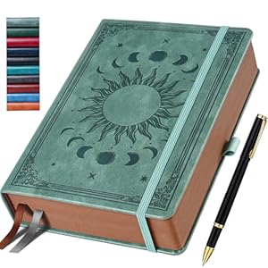 Journal for Men & Women, Daily for Classic Lined Writing, 360 Pages Hardcover Journaling Notebook with Pen, Vintage Sun & Moon Design, Premium Grey,B5 (7.7” x 10”)
