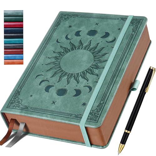 Journal for Men & Women, Daily for Classic Lined Writing, 360 Pages Hardcover Journaling Notebook with Pen, Vintage Sun & Moon Design, Premium Grey,B5 (7.7'' x 10'')