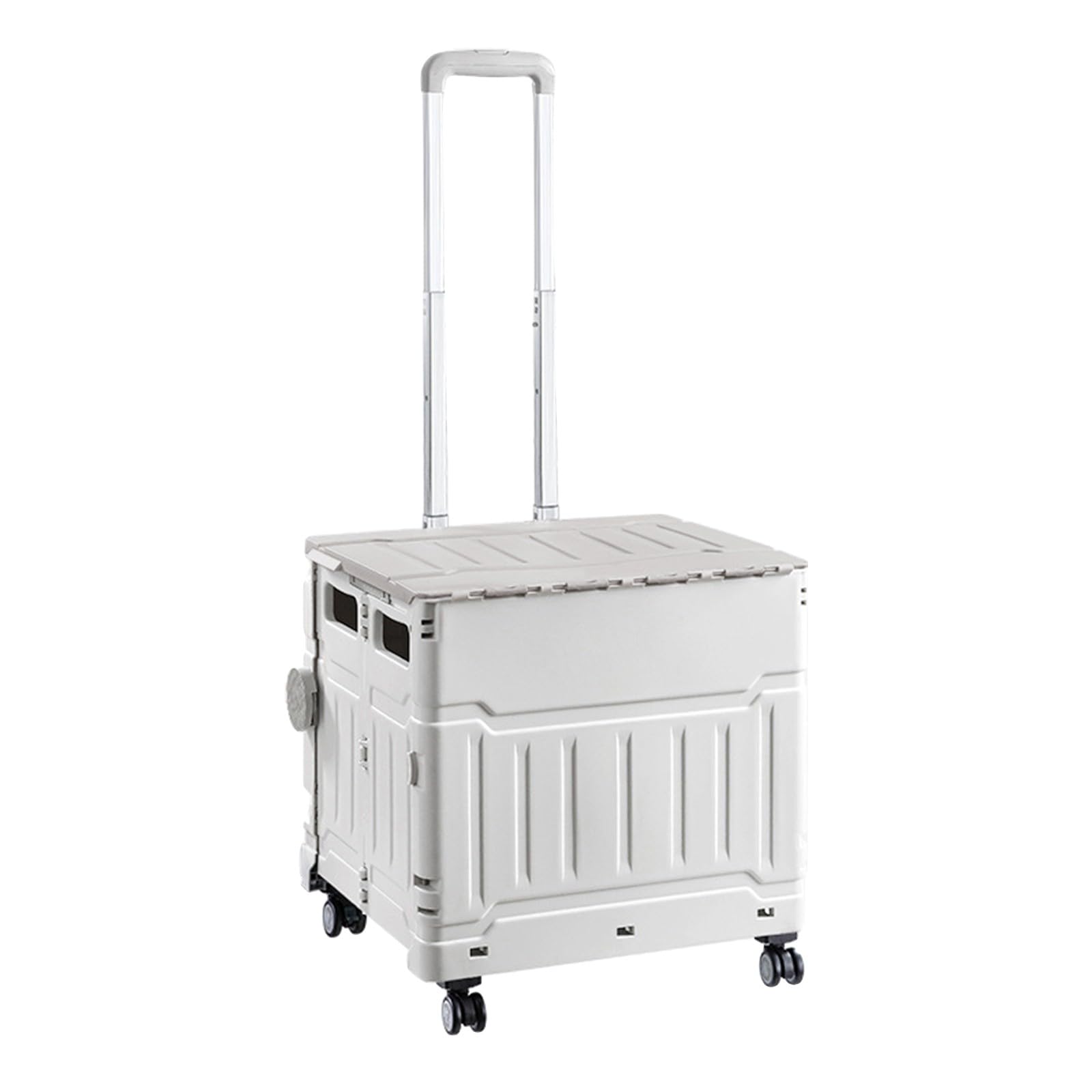 Foldable Shopping Trolley Box on Wheels with Lid,Portable Transport Trolley Adjustable Aluminium Handle, Transport Trolley for Shopping, Travel, Office Grey,44 * 44 * 44cm
