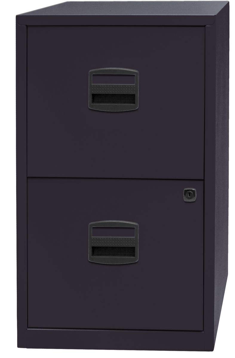 Bisley Home PFA - Armadietto con 2 cassetti, in Metallo, 633 Nero, 40 x 41,3 x 67,2 cm