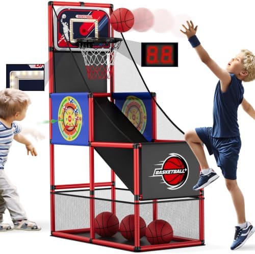 HYES Basketball Arcade Game with Electronic Scoreboard & Dartboard
