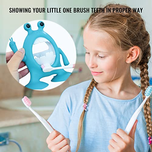 Cocoburi Kids Toothbrush Holder Little Monster Cartoon Blue Toothbrush Holder Suction Cup Toothbrush Holder Toothbrush Toothpaste Storage Rack Send A Child Suction Cup Toothbrush(Blue) #TOP3
