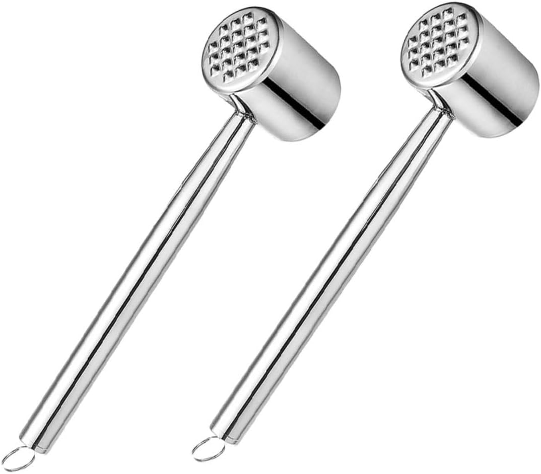 2pcs Stainless Steel Meat Tenderizer Hammer Heavy-duty Kitchen Mallet for Steak Pork Beef Cooking Tools