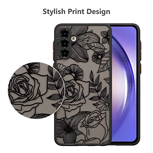Xizyo For Samsung Galaxy A54 5G Case Cute Rose Floral Phone Case For Women Girls Pattern Printed Design Slim Translucent Matte Tpu Bumper Case Shockproof Protective Case, Black #TOP1