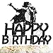 Music Cake Topper Happy Birthday Theme Black Glitter Decor Picks for Silhouette Anniversary Birthday Party Decorations Supplies