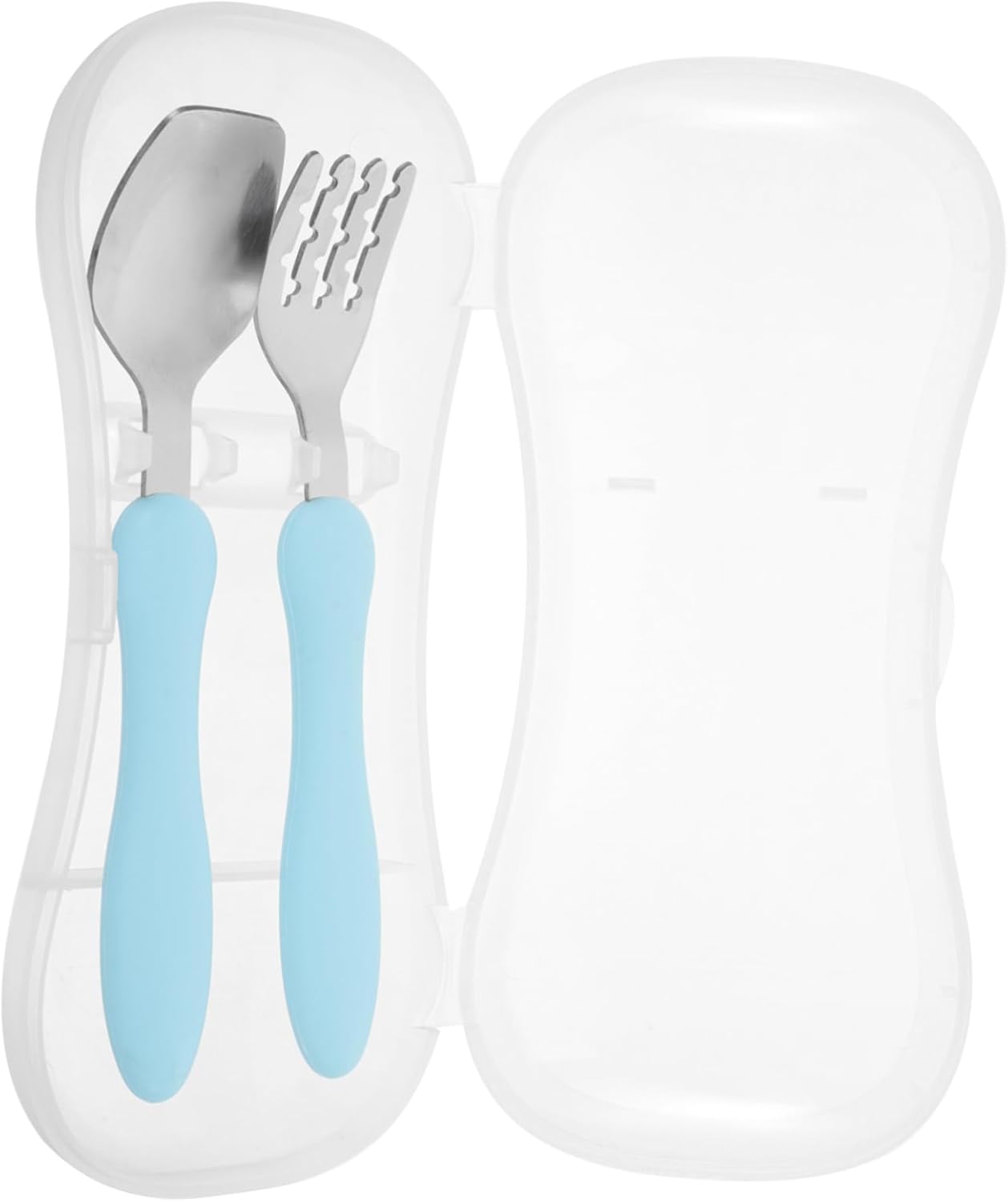 1set Boy Girl Self Feeding Utensils Stainless Steel Fork and Spoon Set for Boys and Girls Storage Box Portable and Easy to Clean