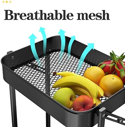 Foldable Rolling Cart 3-Tier Metal Storage Organizer Mobile Trolley for Beauty Craft Art Mesh Collapsible Utility Cart with Wheels,for Bedroom Kitchen Bathro image 3