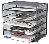 Klickpick Office 2 Tier Stackable Heavy Duty Metal Desktop Letter Tray File Organizer Sorter Desk Document Organizer Shelf Tray Magazine Holder Paper File Newspaper Organizer Tray - Black