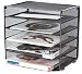 Klickpick Office 2 Tier Stackable Heavy Duty Metal Desktop Letter Tray File Organizer Sorter Desk Document Organizer Shelf Tray Magazine Holder Paper File Newspaper Organizer Tray - Black