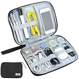 QWORK® torba na akcesoria elektroniczne, czarny organizer na kable, do USB, ładowarek, dysków twardych