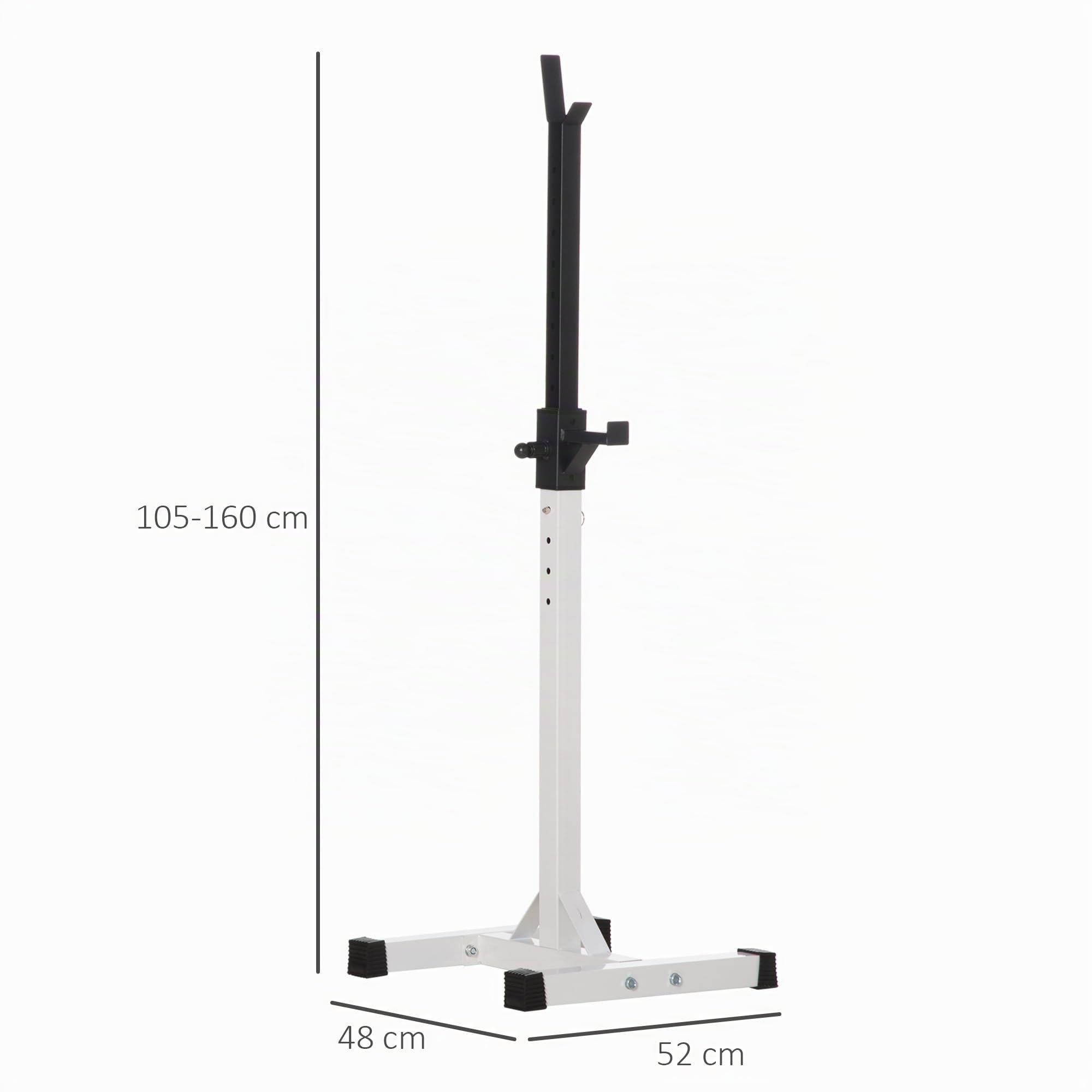 HOMCOM Supporto Porta Bilanciere Universale per Casa e Palestra, Squat Rack Altezza Regolabile in Acciaio Carico Massimo 150kg, Bianco e Nero