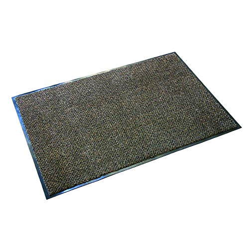 Ultralux Indoor Scraper Doormat, 60cm x 90cm, Anti-Slip Vinyl Backed Door Mat, Brown Dirt Trapping Absorbent Indoor Entrance Barrier Mat
