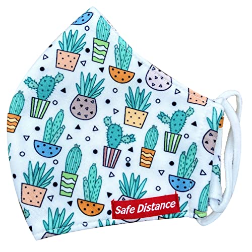 MISTYELLE Adult Washable 3-layer Cloth Face Mask Reusable and Soft Fabric Face Cover w/Breathable Lining (Plants, Adult Regular)