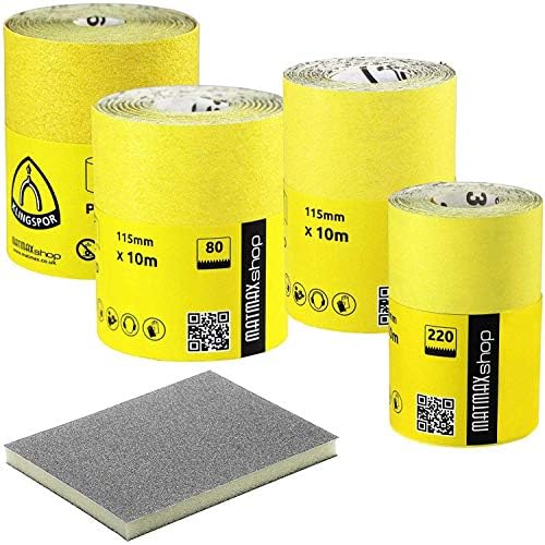 60 g (caorse) + 80 g (mit) + 120 g (gut), + 220 g (sehr gut), Aluminiumoxid Schleifpapier Rolle Set – 4 x 10 Mio. (Klingspor – Deutschland) – Best Deal auf Amazon.