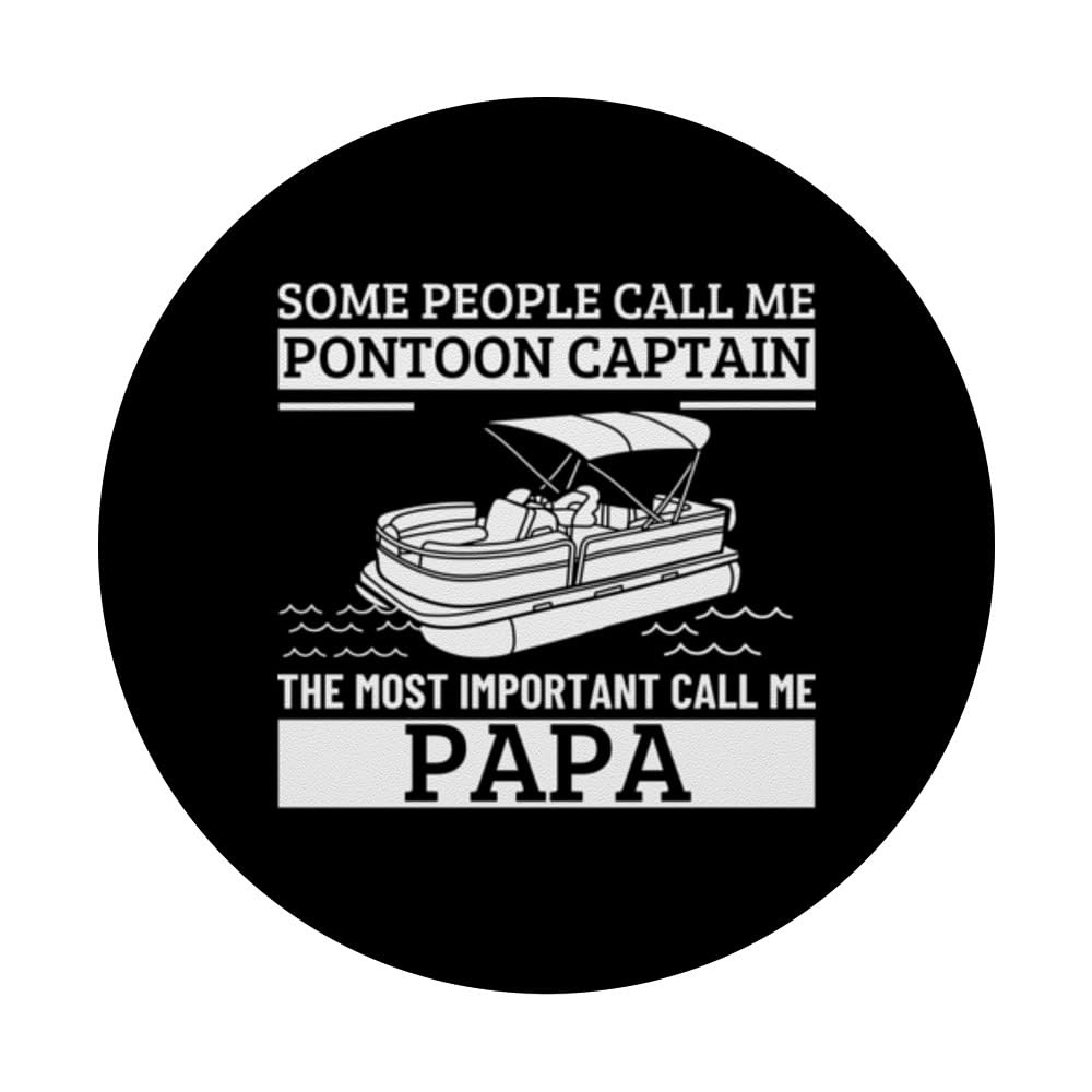 Pontoon Captain And Papa Proud Funny Pontoon PopSockets Swappable PopGrip, Black - Image 3
