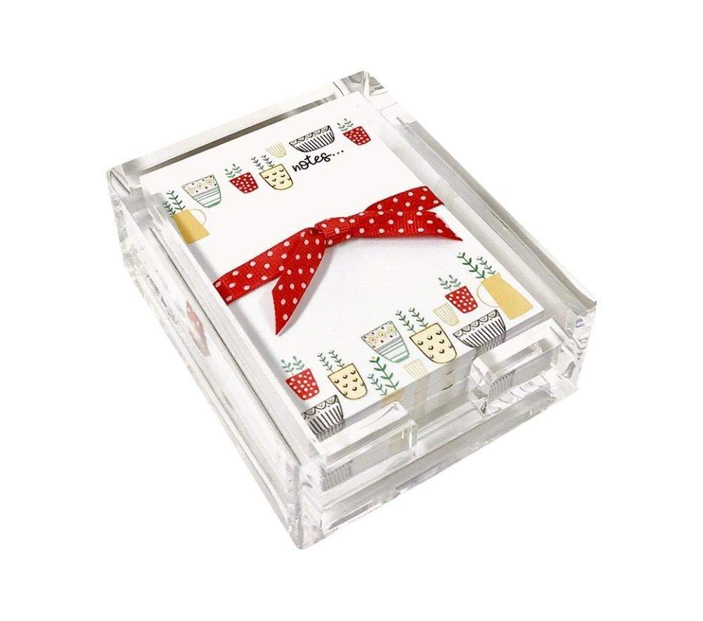 Little Plant Pots Acrylic Desk Note Set, Memo Sheets and Acrylic Holder, 150 Note Papers, 3.25 x 4.25" Notes, Stationery, Desk Accessory, Mother's Day Gift, Unique Gift, Teacher or Hostess