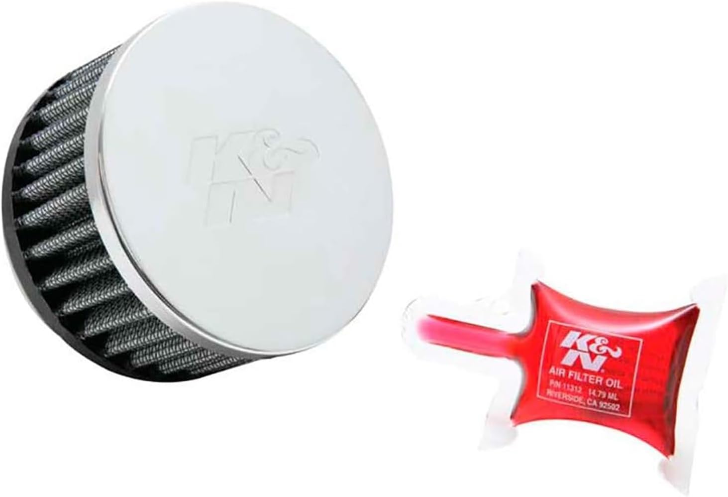 K&N High-Flow Original Lifetime Universal Clamp-On Air Filter: High Performance, Premium, Washable: Flange Diameter: 2.125 In, Filter Height: 3 In, Flange Length: 0.625 In, Shape: Round, RC-1910