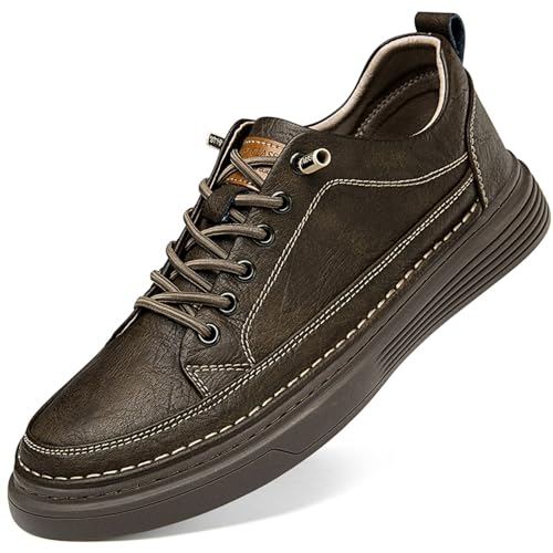 Men's Casual Business Leather Shoes Handmade Lace-up Height Increasing Elevator Shoes Soft Sole Business Dress Shoes
