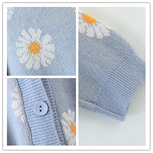 Image of Women's Long Sleeve Cardigan Sweater,Cute Y2K Top Knit Colorful Patterned V Neck Button Outwear S~XL