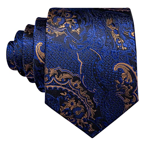 Image of YOHOWA Mens Ties Set Wedding Paisley Neckties with Handkerchief Cufflinks Formal Business