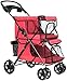 WXFCAS Carrito de Mascotas for Gatos Perros de Viaje Cochecito de Viaje Cat Cat Double Travel out Dobling Car Jogger Pram Cause Lightweight Big Space Cause 4 Ruedas (Color: Rojo) (Color : Red)
