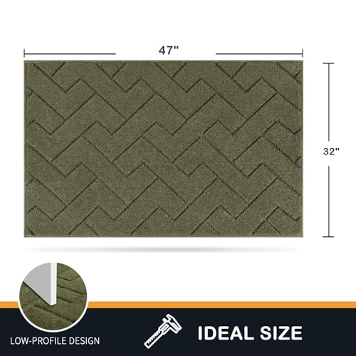 PURRUGS Dirt Trapping Door Mat 32" x 47", Non-Slip Machine Washable Entry Rug, Shoe Scraper, Dog Doormat, Super Absorbent Welcome Mat for Front & Back Door, Muddy Wet Shoes & Paws, Sage Green