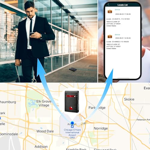 Mens Wallet Tracker Work for Anroid Device, Smart Wallet for Men WIth Tracker (Android, Carbon Black)3