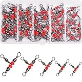Fishing Swivels 3 Way Swivel Kit, 60pcs Cross-line Crane Swivels Fishing Tackle Hook Lure Line Connector for 3 Way Rig Catfish Rig
