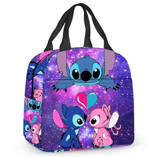 FYDZBSL Stitch Bolsa Almuerzo Infantil, Bolsa Termica Porta Alimentos Reutilizables Bolsa de Almuerzo Térmica Impermeable Pequeña Almuerzo Bolsa Isotermica Bolsa Para El Almuerzo Ligera