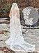 ELAWBTY Cathedral Long 3M Wedding Bridal Lace Veil Floral with Comb for Bride White